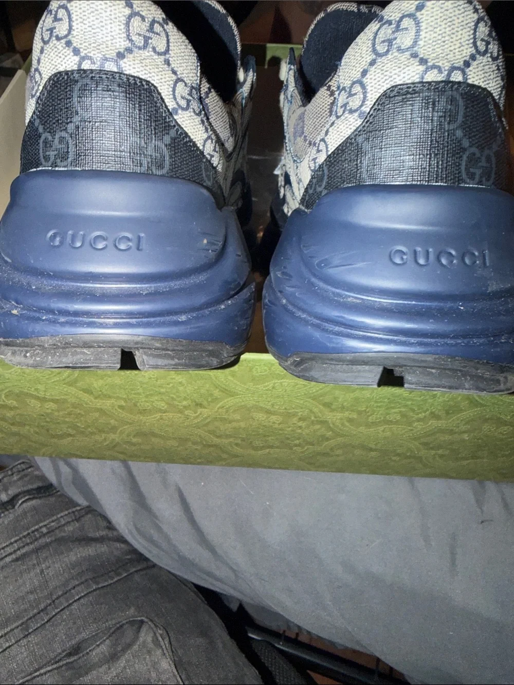 Gucci Blue & Cream GG Logo Sneakers